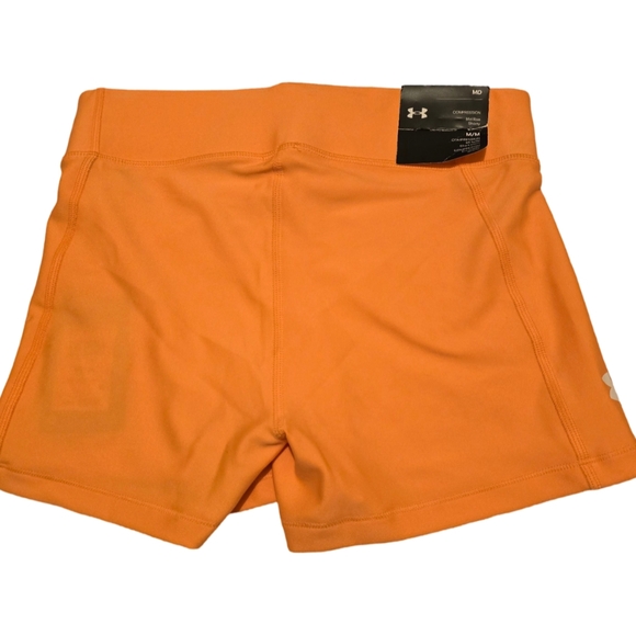Under Armour Women's HeatGear Mid Rise Shorty Orange Size Med. NWT - Picture 2 of 4